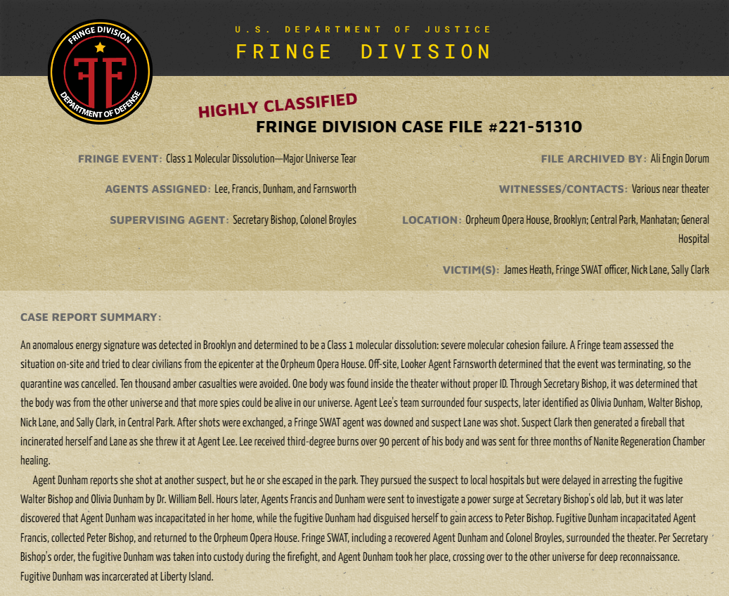 Fringe Division case file: Over There (Part 1)