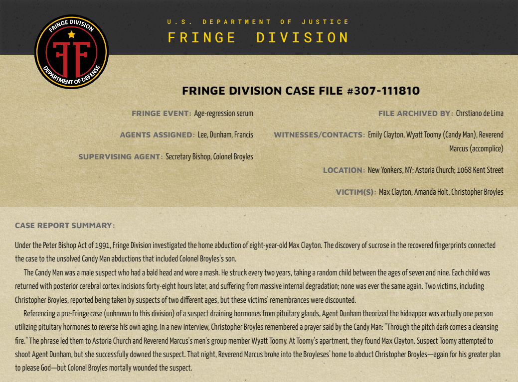 Fringe Division case file: The Abducted